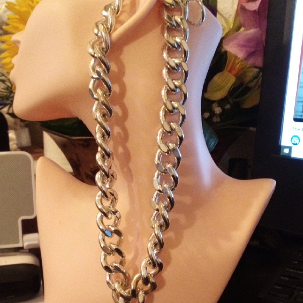 Jones New York Polished Silver-Tone Chunky Chain Necklace